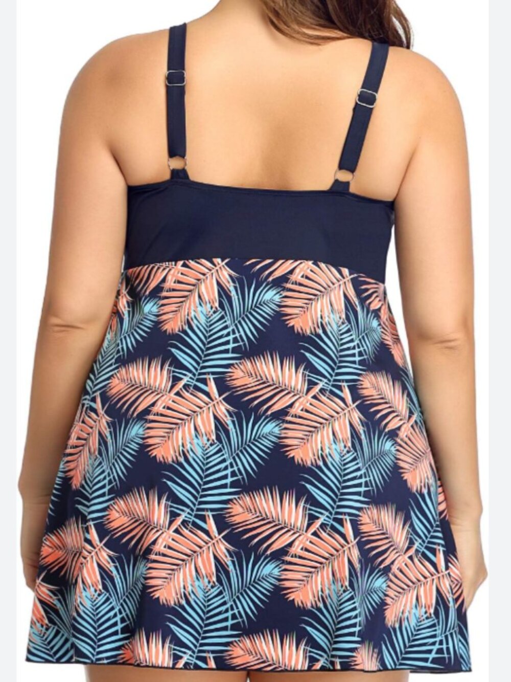 PERONA Swimdress One Piece Swimsuit Retro Leaf Print Skirted Pinup sz 20W - Picture 2 of 11
